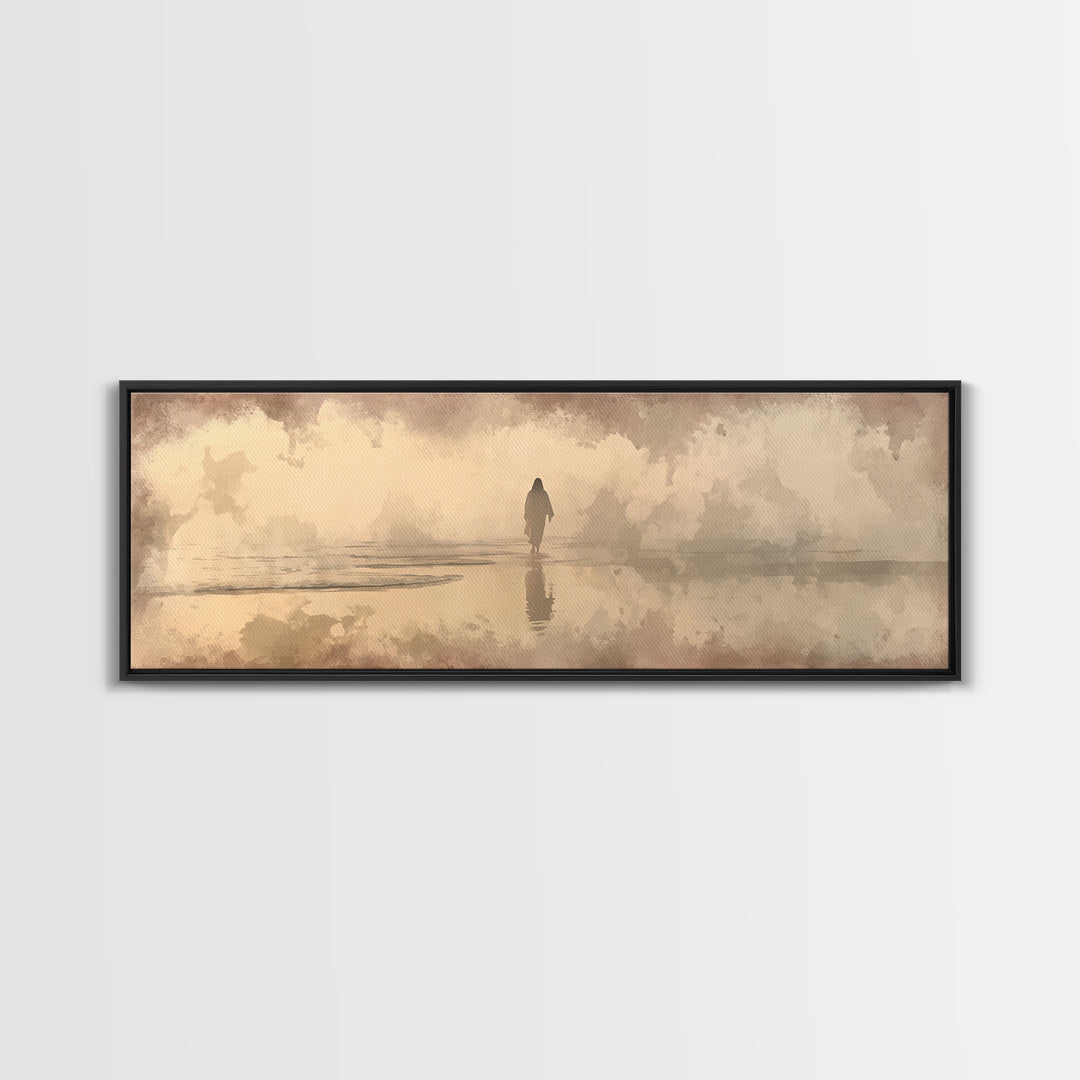 Desert Dawn Path – Framed Canvas Print – Christian Wall Art – Jesus Painting – Panoramic Art – Christian Art Canvas – Christmas Art