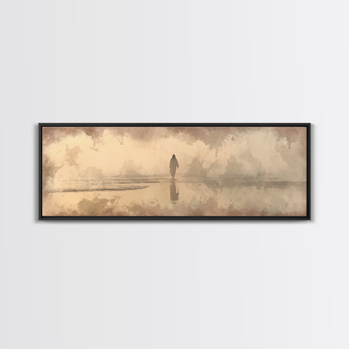 Desert Dawn Path – Framed Canvas Print – Christian Wall Art – Jesus Painting – Panoramic Art – Christian Art Canvas – Christmas Art