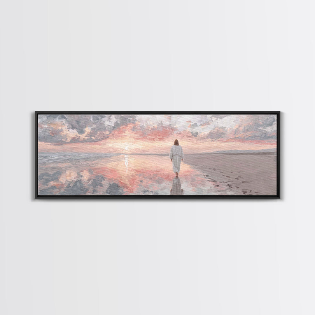 Solitude Of Faith – Framed Canvas Print – Christian Art Canvas – Jesus Painting – Panoramic Frame – Christian Wall Art – Christmas Art