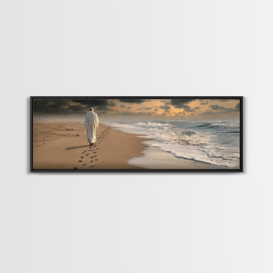 Steps Of Hope, Framed Canvas Print, Jesus Painting, Christian Wall Art, Panoramic Wall Art, Christian Art Canvas, Christmas Art