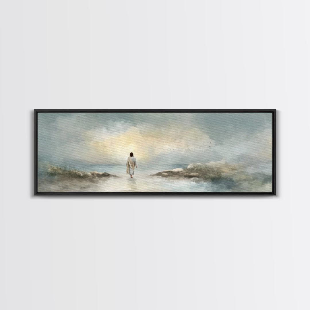 Beacon Of Dawn – Framed Canvas Print – Panoramic Art – Christian Wall Art – Christian Art Canvas – Jesus Painting – Christian Christmas Art