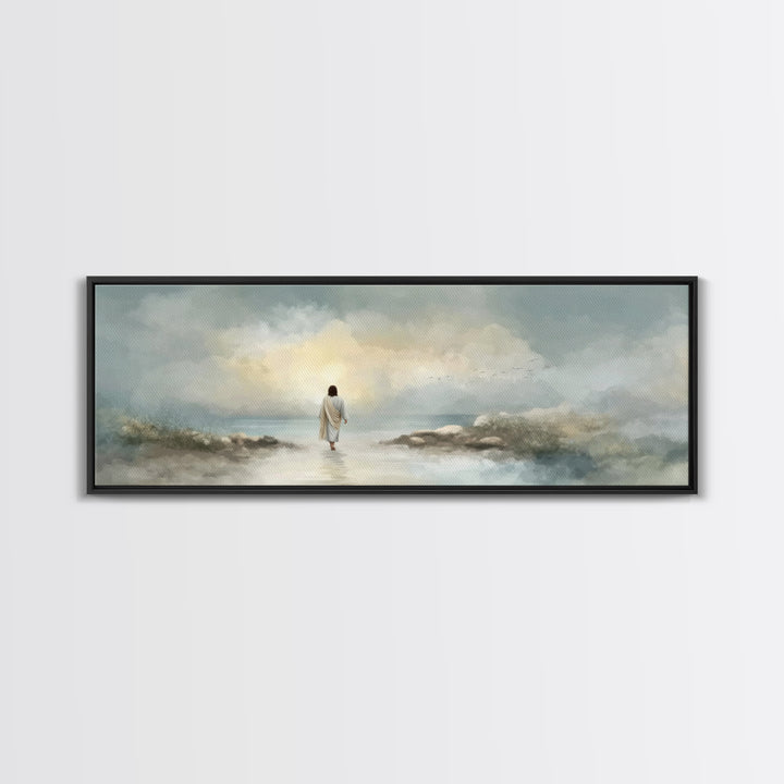 Beacon Of Dawn – Framed Canvas Print – Panoramic Art – Christian Wall Art – Christian Art Canvas – Jesus Painting – Christian Christmas Art