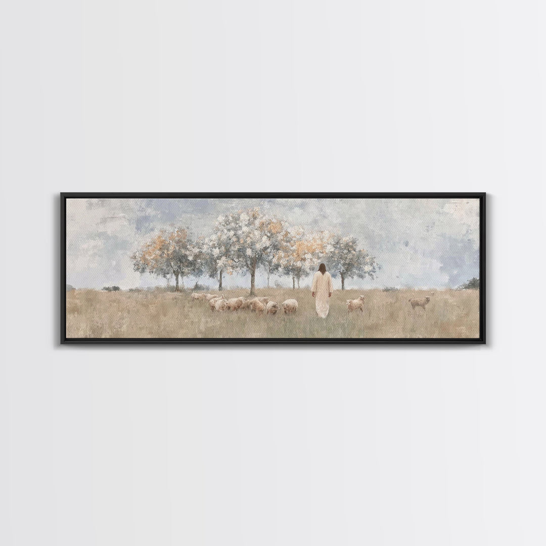 Orchard Of Mercy | Framed Canvas Print | Panoramic Painting | Christian Art Canvas | Christian Wall Art | Jesus Painting | Christmas Art