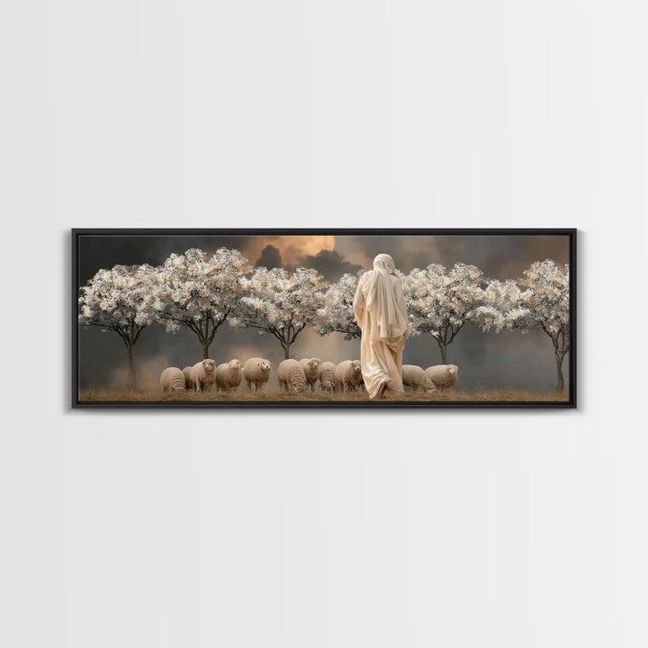 Twilight Orchard Calling | Framed Canvas Print | Panoramic Print | Christian Art Canvas | Christian Wall Art | Jesus Painting | Christmas A