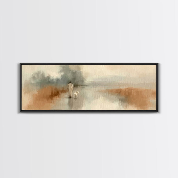 Quiet Journey Home – Framed Canvas Print – Panoramic Art – Christian Wall Art – Jesus Painting – Christian Christmas Art – Christian Decor