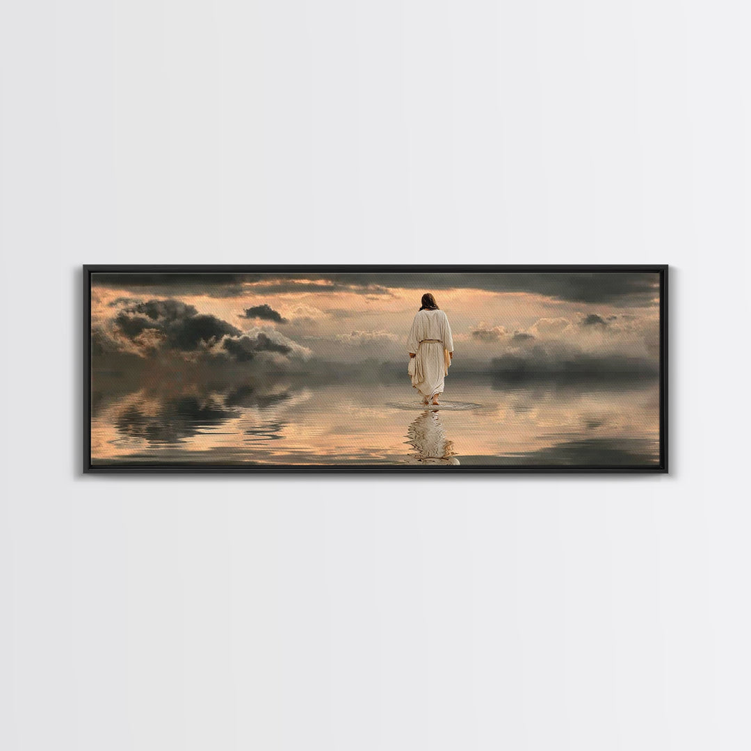 Silent Redeemer | Framed Canvas Print | Panoramic Painting | Christian Wall Art | Jesus Canvas Art | Christian Art Print | Christian Decor