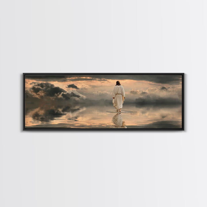 Silent Redeemer | Framed Canvas Print | Panoramic Painting | Christian Wall Art | Jesus Canvas Art | Christian Art Print | Christian Decor