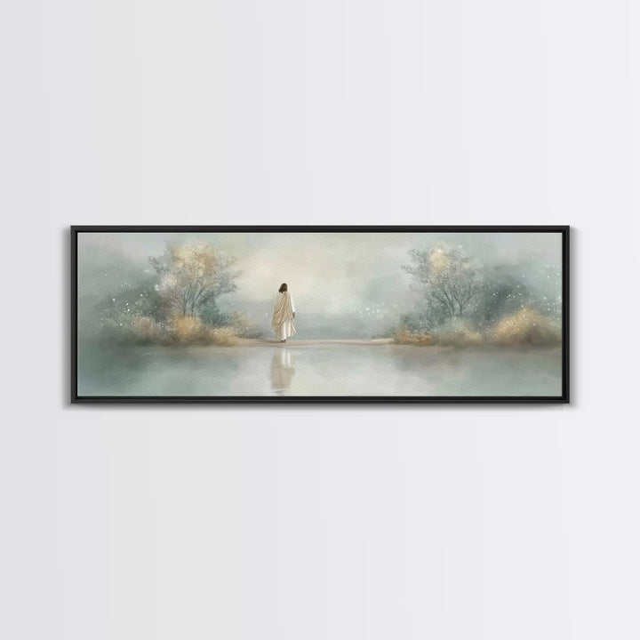 Sacred Horizon, Framed Canvas Print, Panoramic Wall Art, Christian Painting, Jesus Art Print, Christian Decor, Christian Gift Ideas