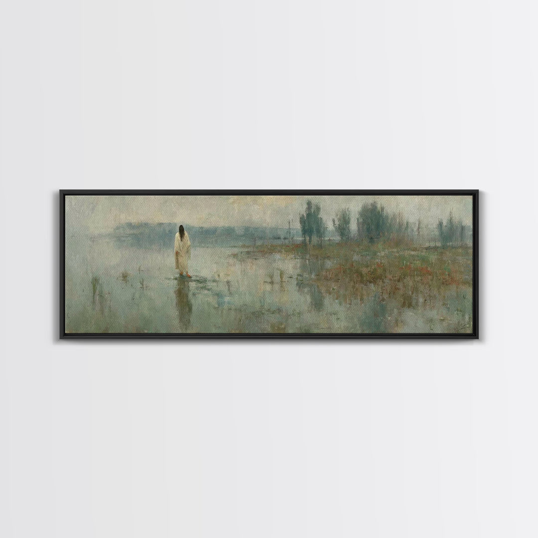 Divine Reflection – Framed Canvas Print – Extra Wide Art – Christian Art Print – Jesus Canvas Art – Christian Gift – Christmas Wall Art