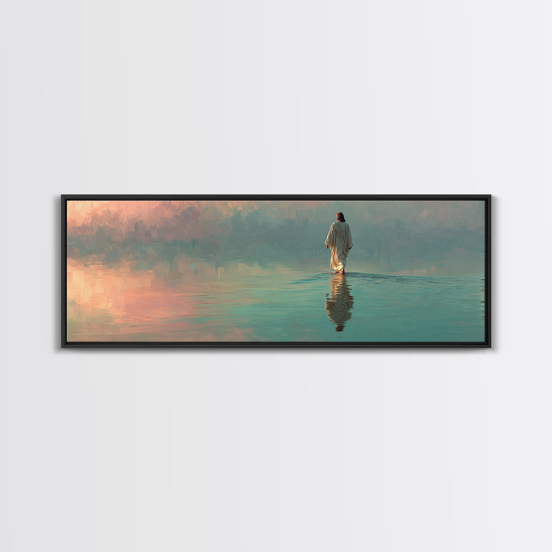 Waves Of Mercy – Framed Canvas Print – Panoramic Art – Christian Wall Art – Jesus Painting – Christian Art Canvas – Christian Decor