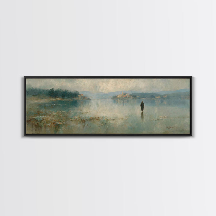 Sacred Stillness | Framed Canvas Print | Panoramic Art | Christian Art Canvas | Jesus Painting | Christmas Art | Christian Wall Art