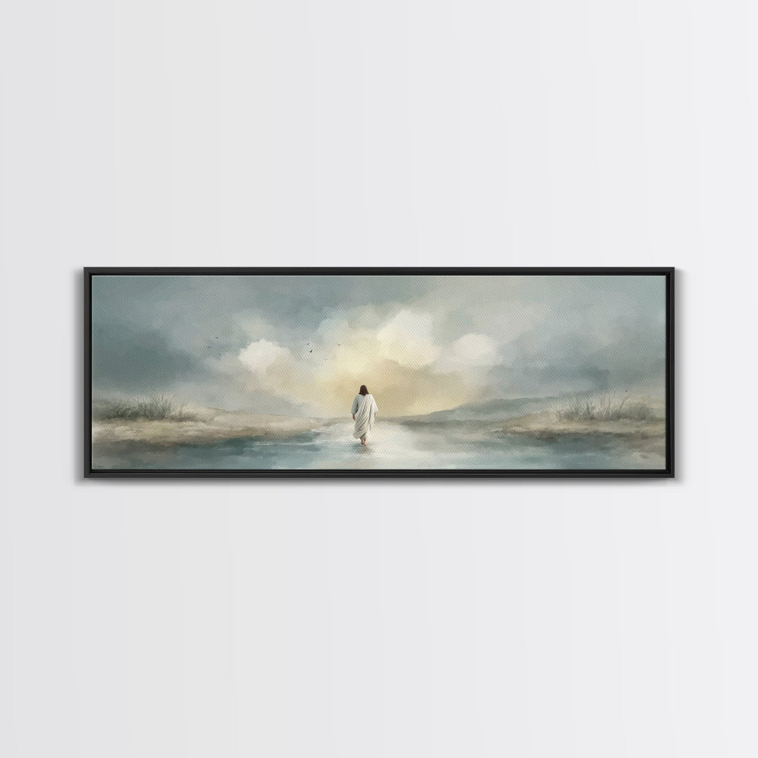 Evening Refuge – Framed Canvas Print – Panoramic Painting – Christian Art Print – Jesus Canvas Art – Christian Gift – Christmas Wall Art