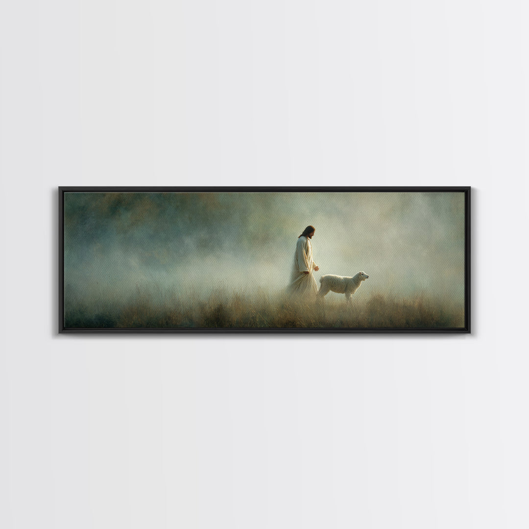 Shepherd’s Path | Framed Canvas Print | Panoramic Art | Christian Decoration | Jesus Canvas Art | Christian Wall Art | Christian Art