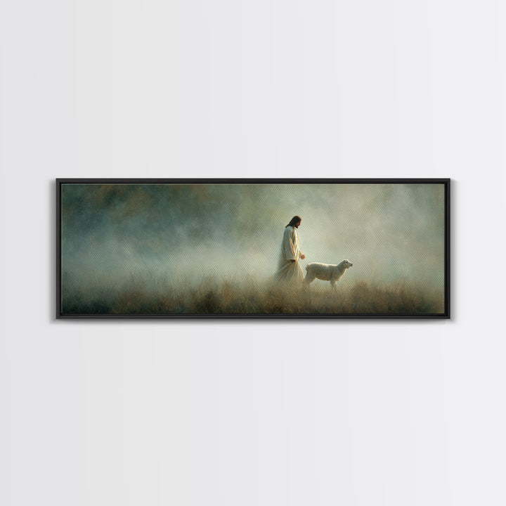 Shepherd’s Path | Framed Canvas Print | Panoramic Art | Christian Decoration | Jesus Canvas Art | Christian Wall Art | Christian Art