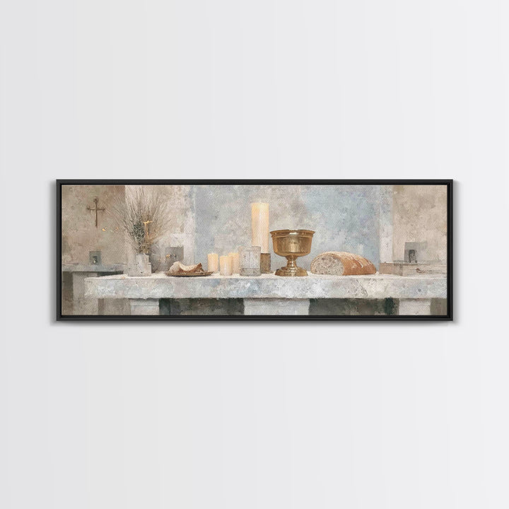 Quiet Altar Grace – Framed Canvas Print – Panoramic Frame – Christian Wall Art – Christian Art Canvas – Subtle Christian Art – Christian De