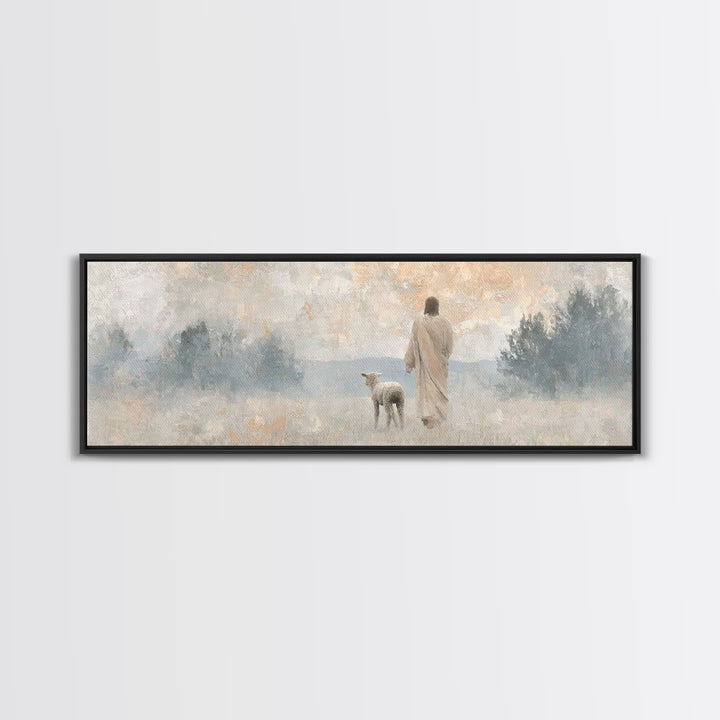 Heavenly Calm | Framed Canvas Print | Panoramic Wall Art | Christian Art Print | Jesus Canvas Art | Christian Christmas Art | Modern Christ