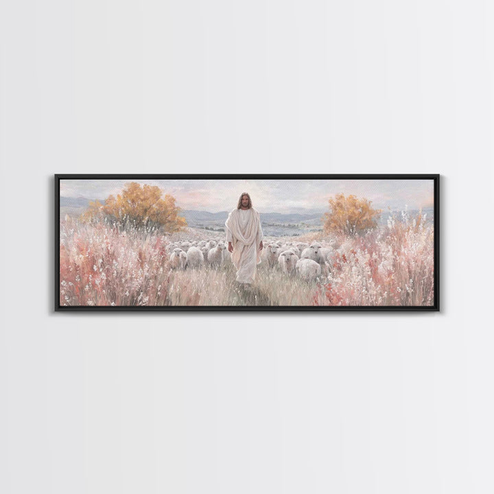 Radiant Shepherd Promise – Framed Canvas Print – Panoramic Art – Christian Wall Art – Jesus Art Print – Christian Canvas Art – Christmas Ar