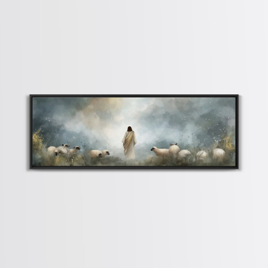 Blessed Autumn Path – Framed Canvas Print – Panoramic Painting – Christian Wall Art – Jesus Canvas Art – Christmas Wall Art – Christian Dec