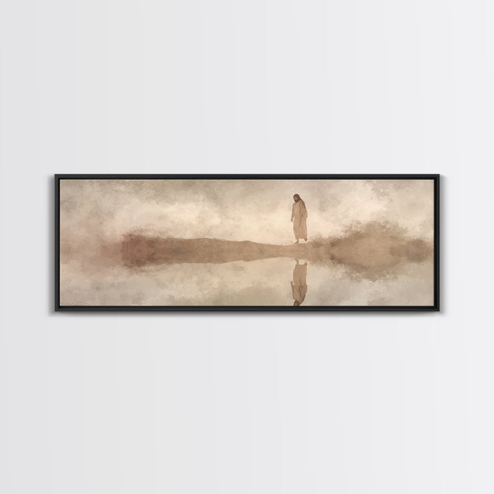 Heaven’s Guiding Shore | Framed Canvas Print | Panoramic Frame | Christian Wall Art | Jesus Painting | Christian Christmas Decor | Modern C