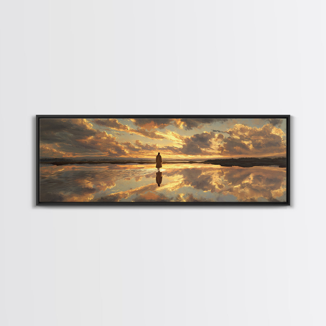 Reflections Of Peace, Framed Canvas Print, Panoramic Painting, Christian Art Canvas, Jesus Wall Art, Christian Art Print, Christian Christm