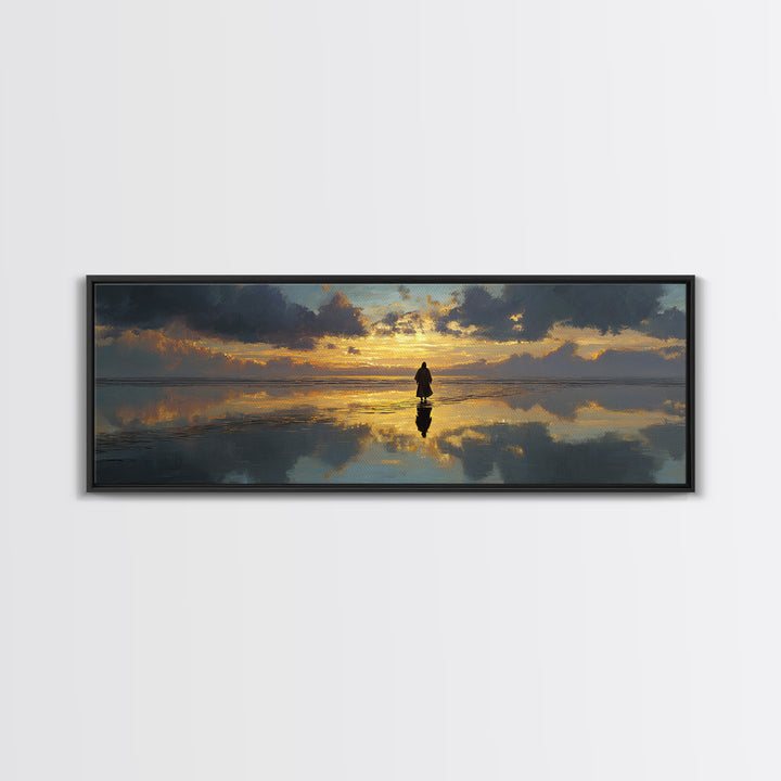 Sunset Promise Path – Framed Canvas Print – Panoramic Art – Christian Art Canvas – Large Jesus Painting – Christmas Art Work – Christian De
