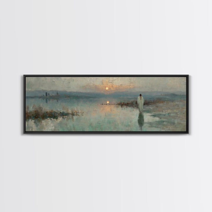 Heavenly Stillness, Framed Canvas Print, Christian Art Canvas, Panoramic Wall Art, Jesus Painting, Christian Wall Art