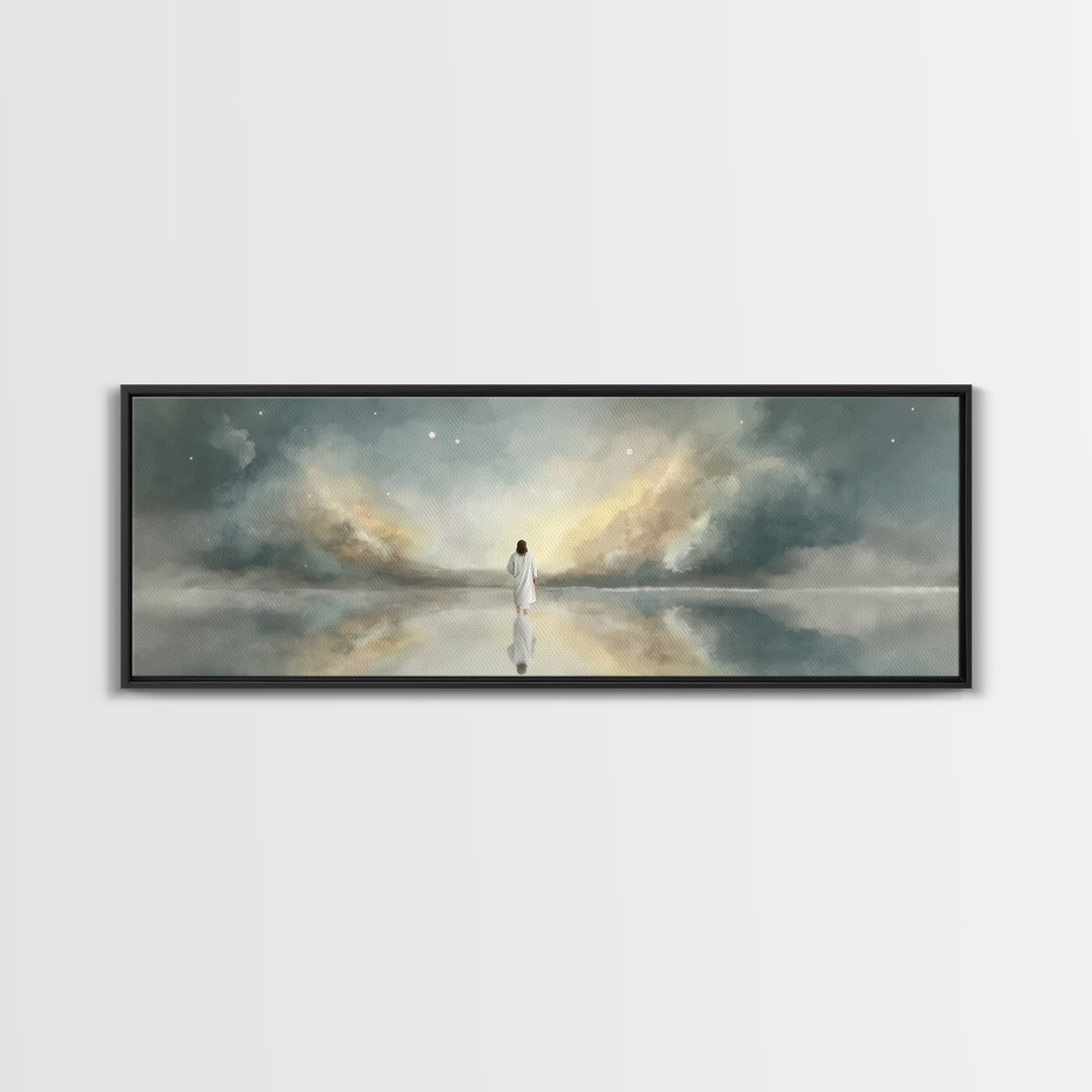 Gentle Promise, Framed Canvas Print, Panoramic Art, Christian Wall Art, Christian Art Canvas, Jesus Painting