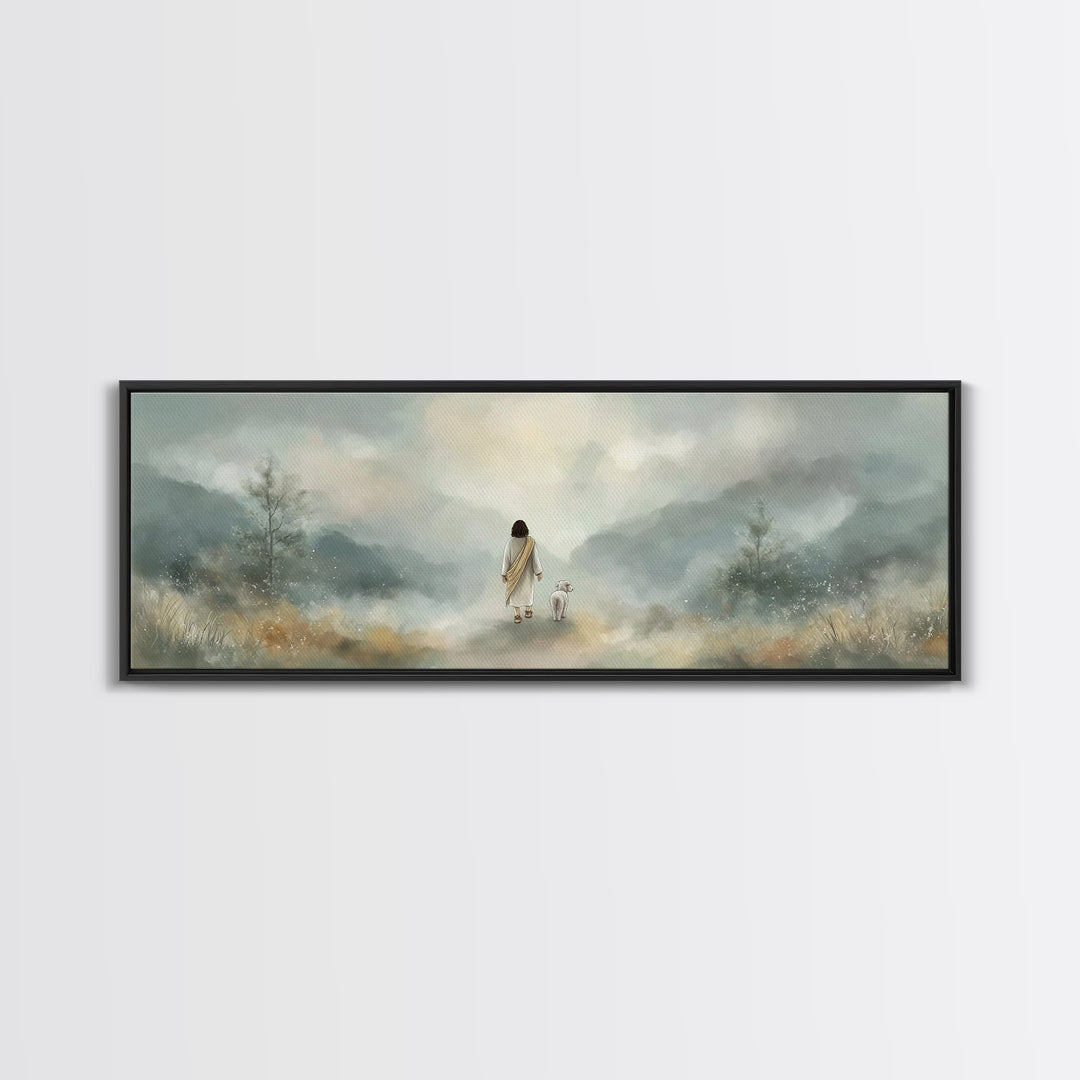 Soft Morning Grace | Framed Canvas Print | Panoramic Art | Christian Wall Art | Christian Art Canvas | Jesus Painting