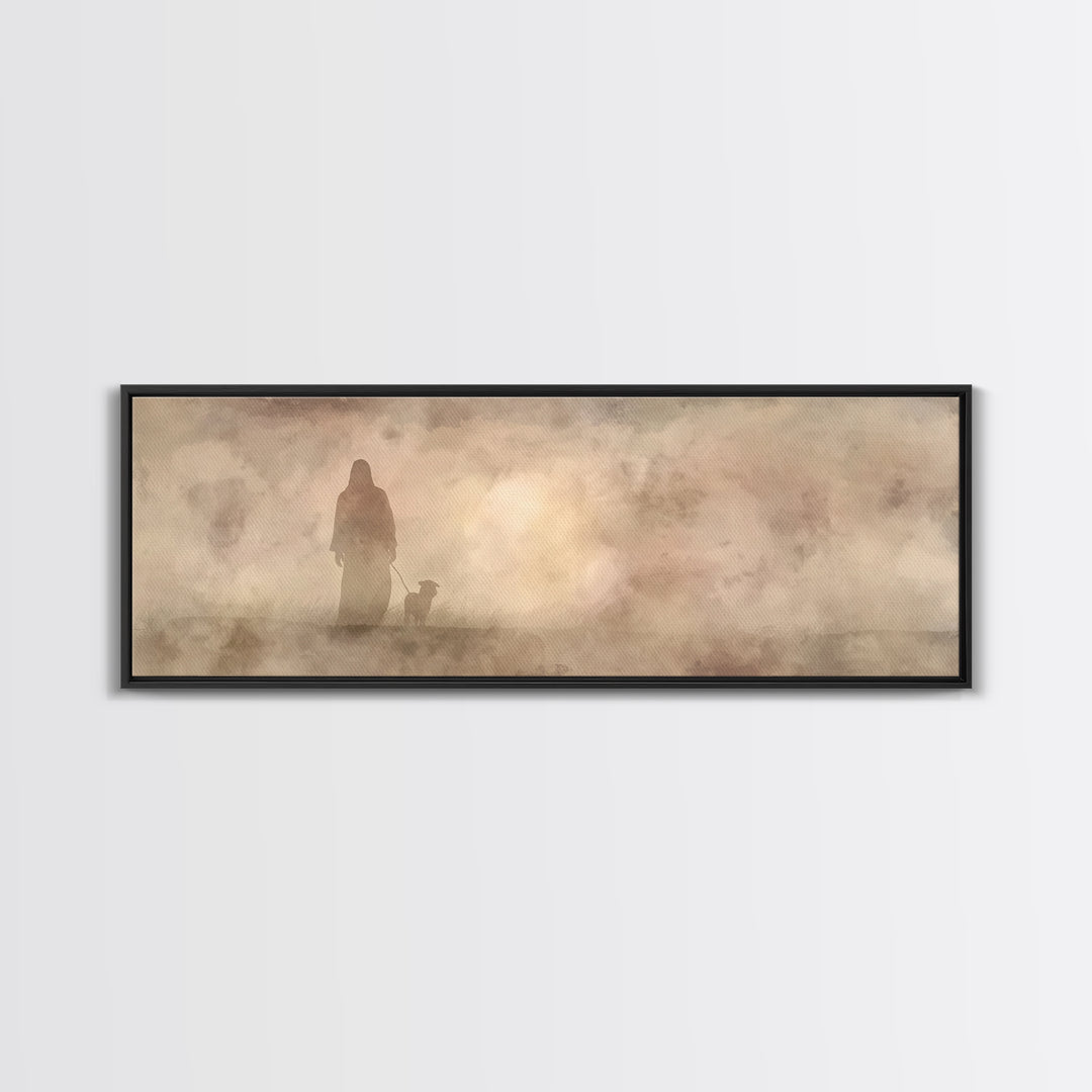 Shepherd’s Path, Framed Canvas Print, Panoramic Frame, Christian Wall Art, Christian Art Canvas, Jesus Painting, Christian Decor, Christmas