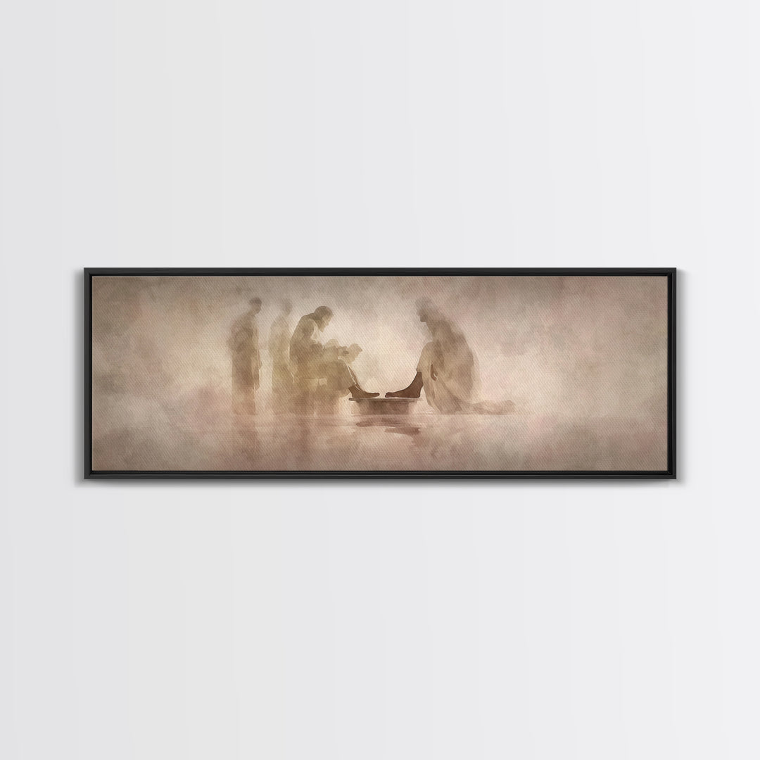 Humble Servant Hands – Framed Canvas Print – Panoramic Painting – Christian Wall Art – Christian Art Canvas – Jesus Painting – Christian Ar