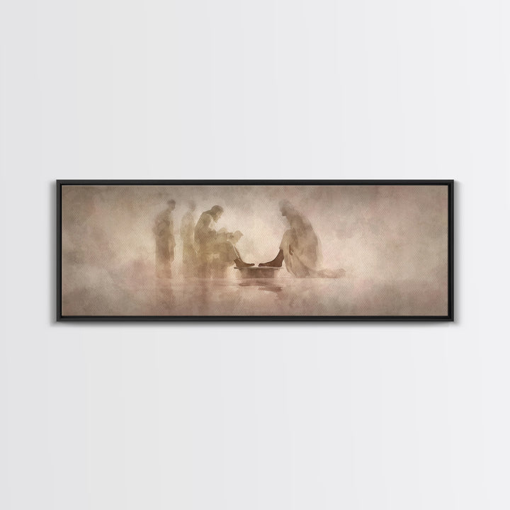 Humble Servant Hands – Framed Canvas Print – Panoramic Painting – Christian Wall Art – Christian Art Canvas – Jesus Painting – Christian Ar