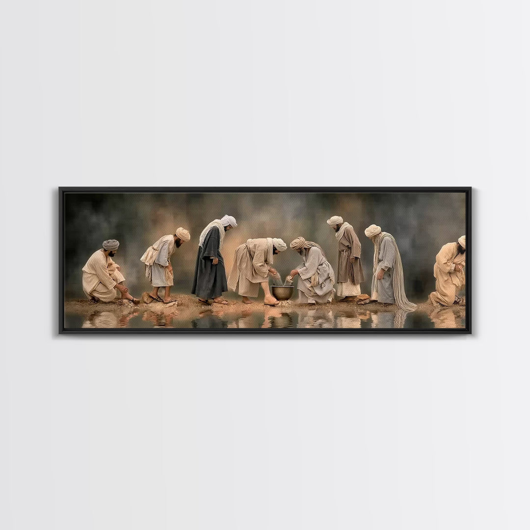 Sacred Fellowship, Framed Canvas Print, Panoramic Art, Christian Wall Art, Christian Art Canvas, Jesus Painting, Christian Decor, Christian
