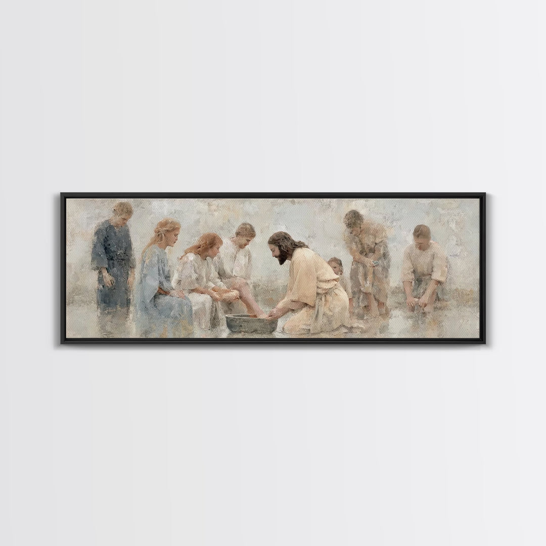 Gathered in Faith | Framed Canvas Print | Panoramic Print | Christian Art Canvas | Christian Wall Art | Jesus Painting | Christian Decor |