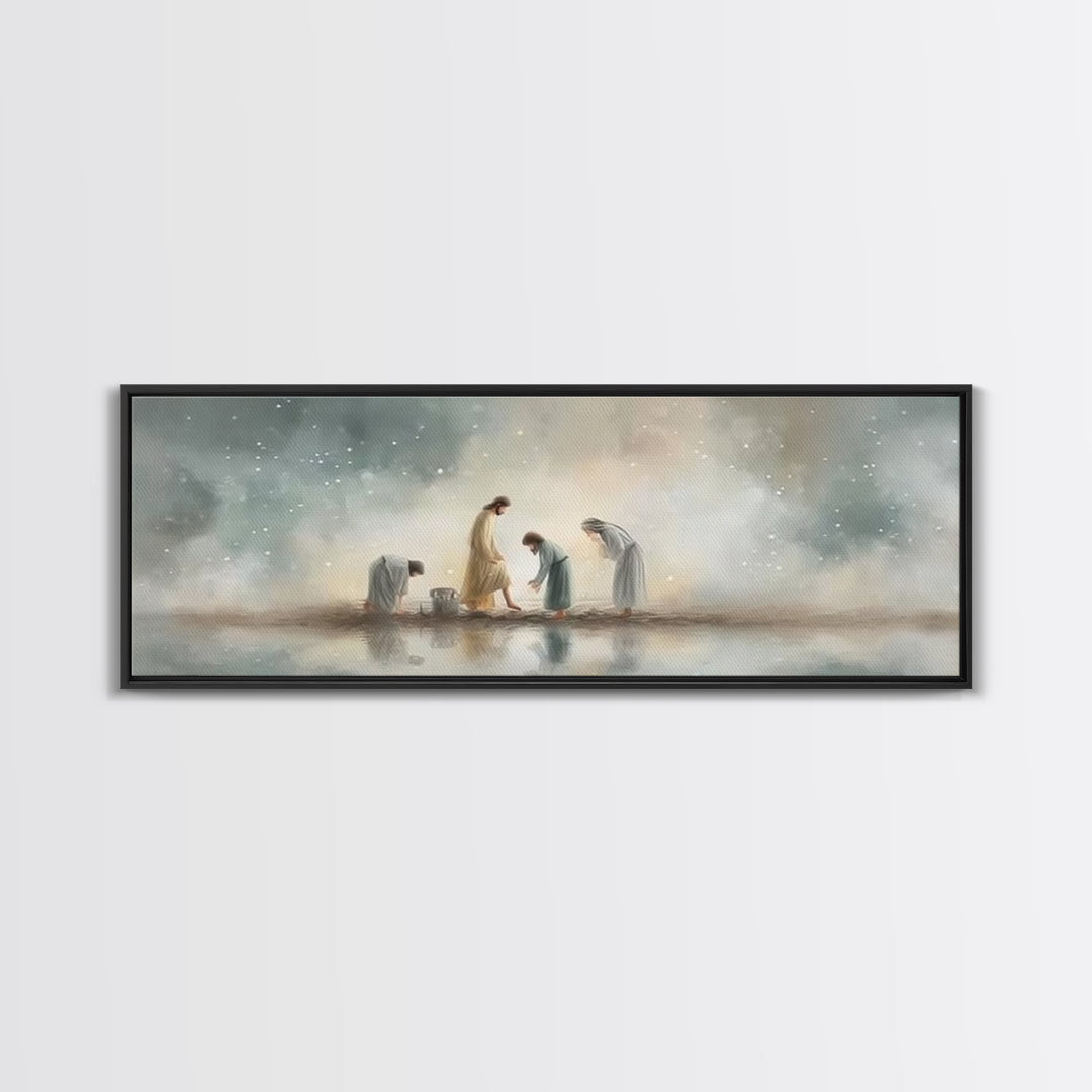 Heavenly Refuge | Framed Canvas Print | Panoramic Frame | Christian Art Canvas | Christian Wall Art | Jesus Painting | Christian Christmas