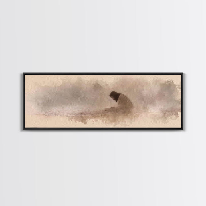 Peaceful Tide Light | Framed Canvas Print | Christian Art Canvas | Panoramic Print | Jesus Painting | Christian Wall Art | Christmas Art
