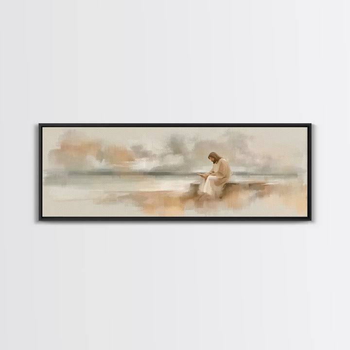 Calm Horizon Faith, Framed Canvas Print, Jesus Art Print, Panoramic Wall Art, Christian Art Canvas, Christian Wall Art, Christmas Art