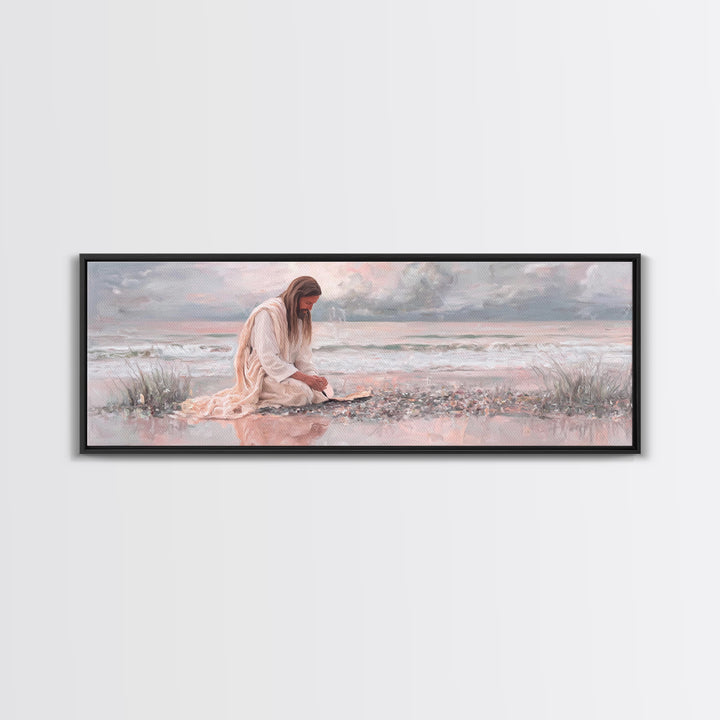 Shadows Of Hope - Framed Canvas Print - Christian Art Print - Panoramic Painting - Christian Wall Art - Jesus Painting - Christmas Art