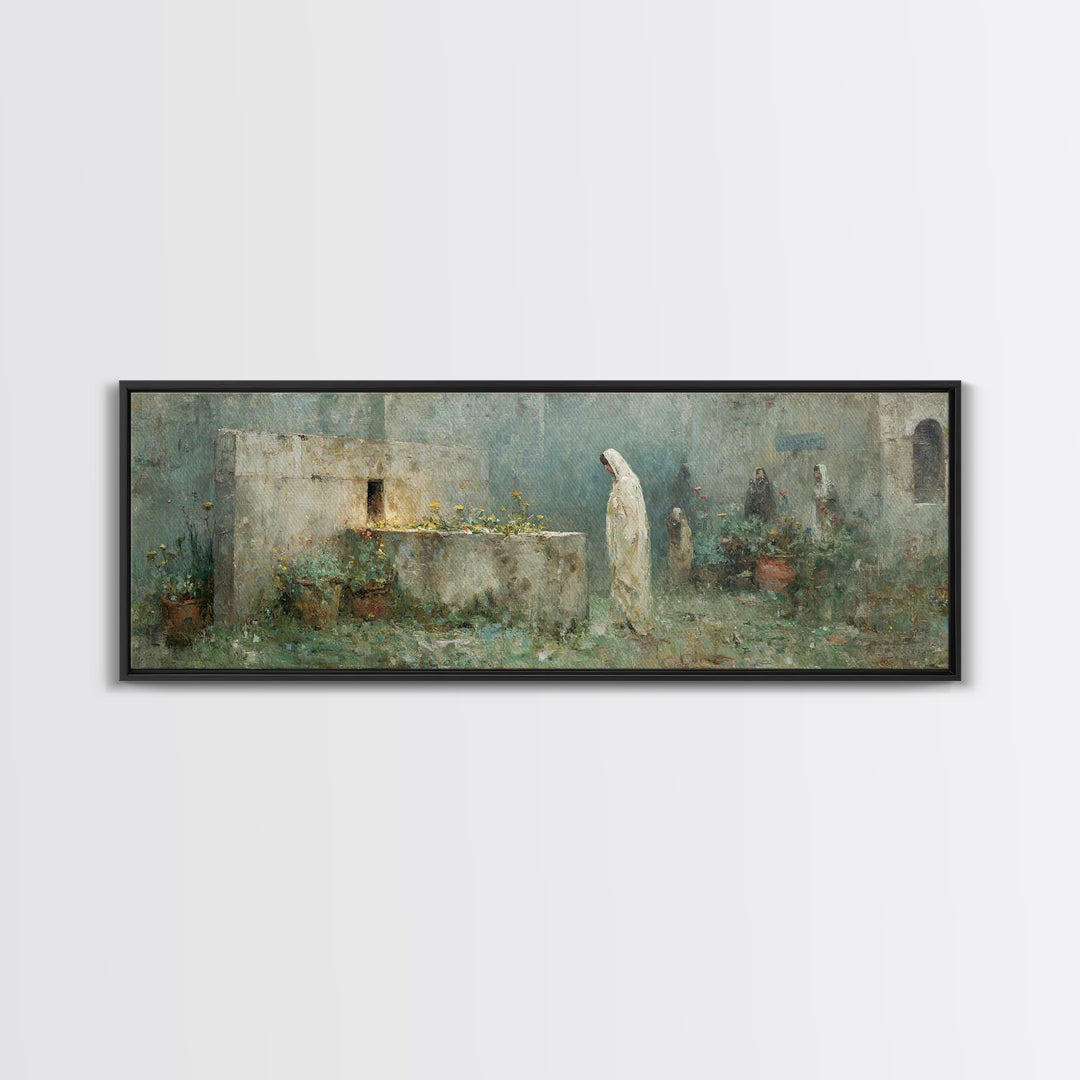 Garden of Reverence | Framed Canvas Print | Panoramic Wall Art | Christian Paintings | Christian Art Print | Modern Christian Art | Christm