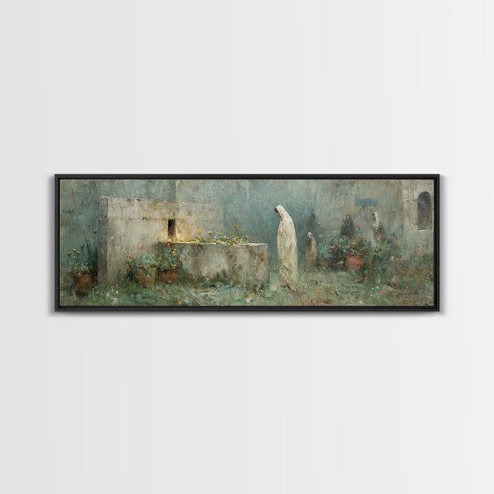 Garden of Reverence | Framed Canvas Print | Panoramic Wall Art | Christian Paintings | Christian Art Print | Modern Christian Art | Christm
