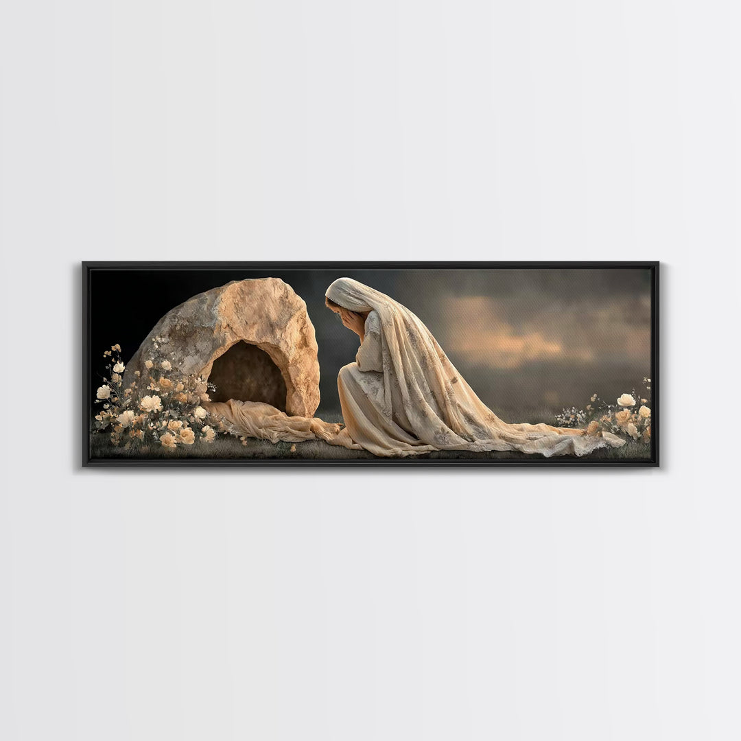 Tears of Devotion | Framed Canvas Print | Panoramic Frame | Christian Wall Art | Christian Art Painting | Jesus Art Print | Christian Chris