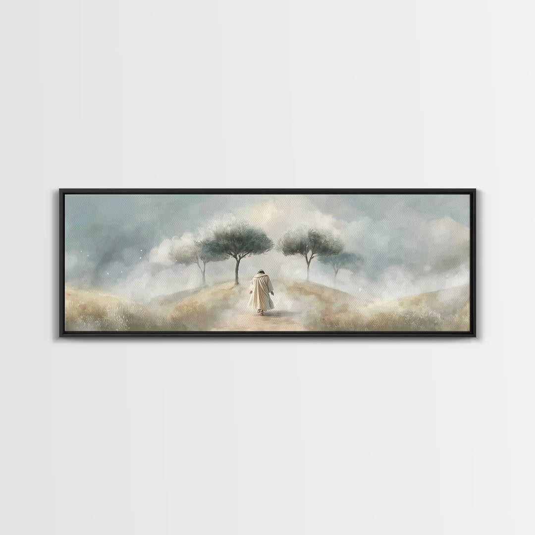 Walk of Renewal – Framed Canvas Print – Panoramic Art – Christian Art – Large Jesus Painting – Christian Wall Art – Modern Christian Painti