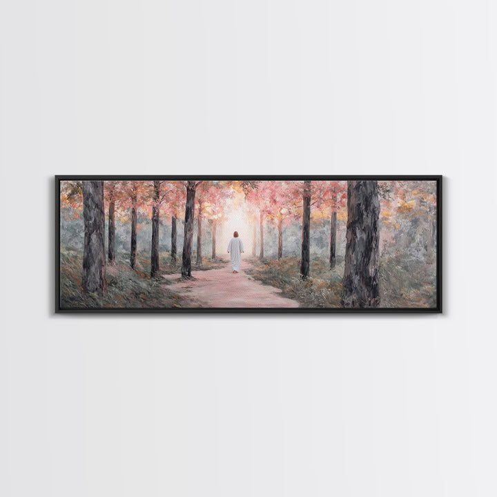 Light Of The Forest – Framed Canvas Print – Panoramic Art – Christian Wall Art – Jesus Painting – Christian Art Canvas – Modern Christian A