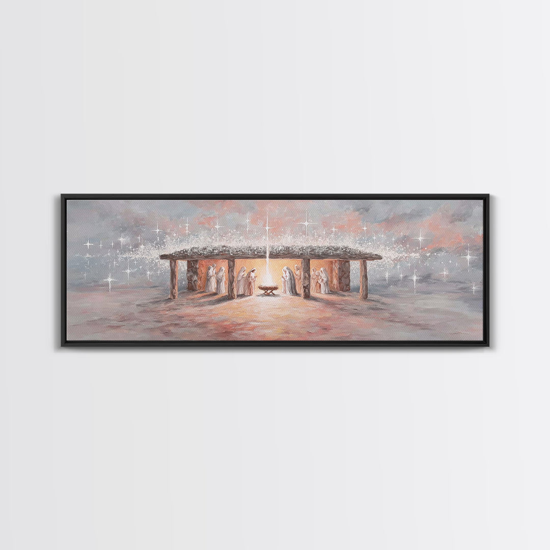 Village Of Hope, Framed Canvas Print, Panoramic Art, Christmas Wall Art, Christian Christmas Art, Christmas Art Prints, Christian Art Work