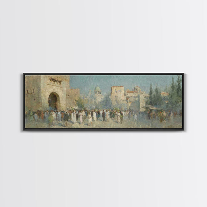 Golden Gate Rejoicing, Framed Canvas Print, Panoramic Print, Christian Wall Art, Christian Art Canvas, Christian Christmas Art, Jesus Paint