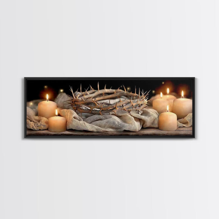 Crown Of Mercy – Framed Canvas Print – Christian Wall Art – Christian Art Canvas – Panoramic Art – Jesus Painting – Christian Christmas Art