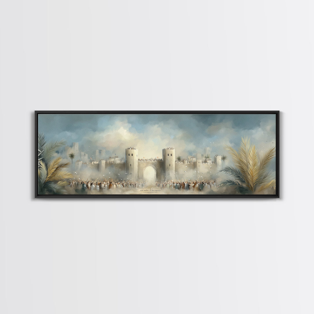 Triumphant City Gate – Framed Canvas Print – Panoramic Art – Christian Wall Art – Christian Art Canvas – Jesus Painting – Christian Decor –