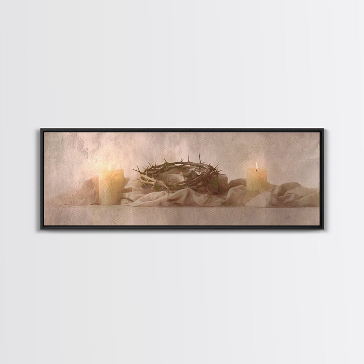 Thorns Of Grace | Framed Canvas Print | Christian Art Canvas | Christian Wall Art | Panoramic Painting | Christian Decor | Christmas Art