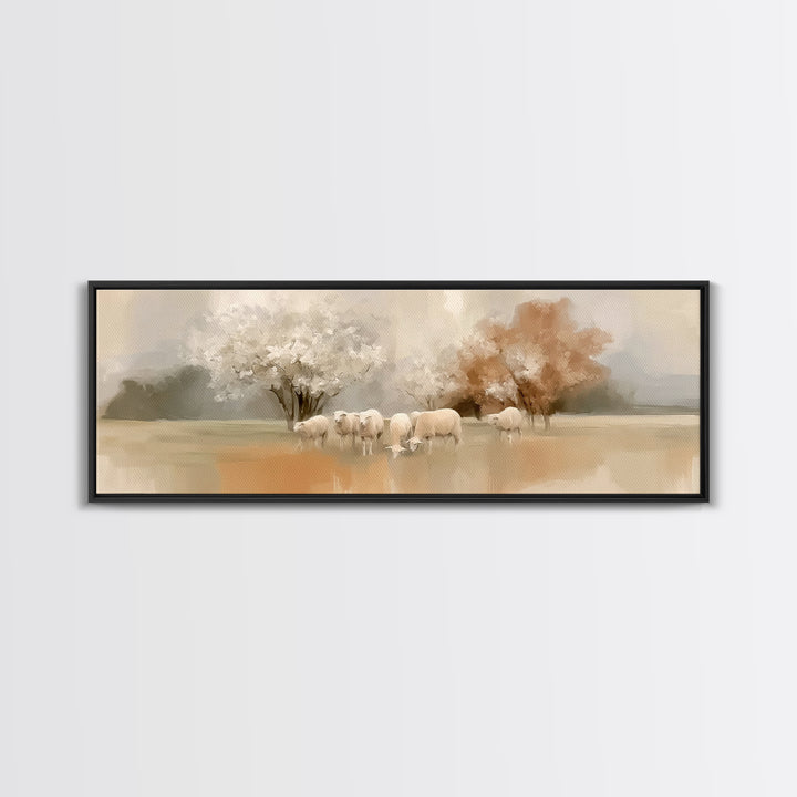 Pasture Of Light, Framed Canvas Print, Christian Wall Art, Christian Art Canvas, Panoramic Art, Jesus Painting, Christian Christmas Art