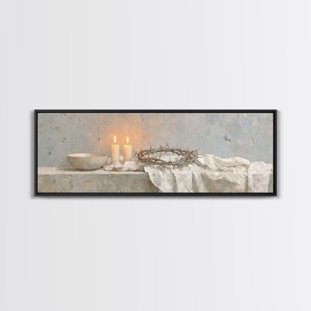 Silent Redemption, Framed Canvas Print, Christian Art, Christian Wall Art, Panoramic Art, Christian Art Canvas, Christmas Art, Unique Chris