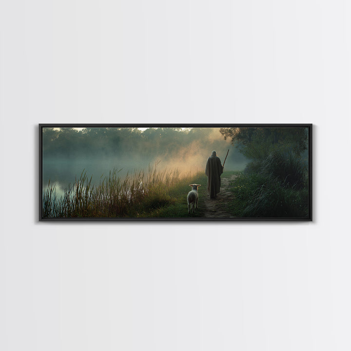 River Of Stillness | Framed Canvas Print | Panoramic Print | Christian Wall Art | Christian Art Canvas | Jesus Painting | Christmas Wall Ar